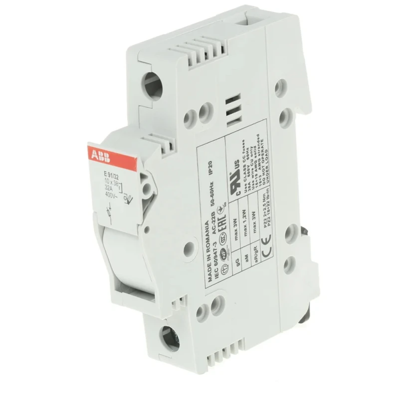 ABB Fuse Switch Disconnector, 1-Pole, 32 A, 10 x 38 mm Mechanical Fuse, DIN Rail Mount, E 91/32 2CSM200923R1801 E 91/32