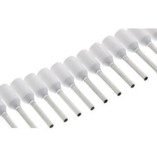 TE Connectivity Insulated Crimp Bootlace Ferrule, 8 mm Pin Length, 1.1 mm Pin Diameter, White to 20 AWG Wire Size 1241000-1