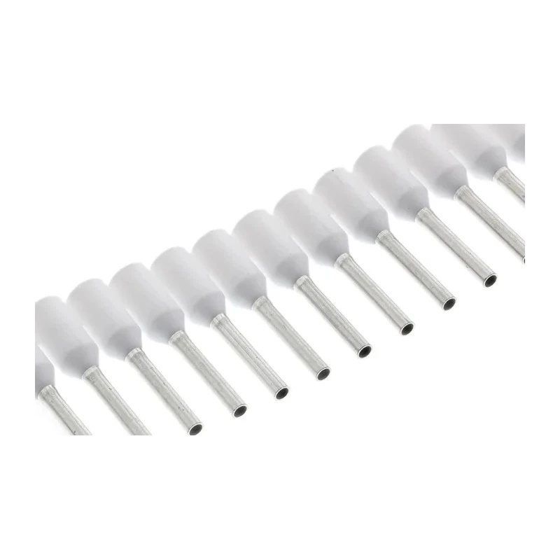 TE Connectivity Insulated Crimp Bootlace Ferrule, 8 mm Pin Length, 1.1 mm Pin Diameter, White to 20 AWG Wire Size 1241000-1