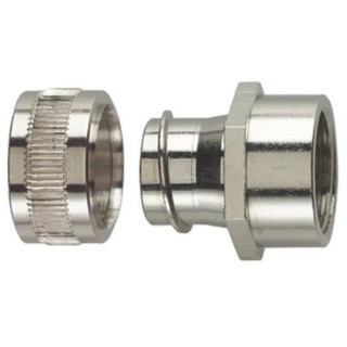 HellermannTyton Conduit Fitting Nickel Plated Brass 20 mm Nominal Size, M20 Thread, IP54 Rated 166-31301 PCS20-FF-M20-NPB-ML