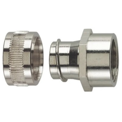 HellermannTyton Conduit Fitting Nickel Plated Brass 20 mm Nominal Size, M20 Thread, IP54 Rated 166-31301 PCS20-FF-M20-NPB-ML