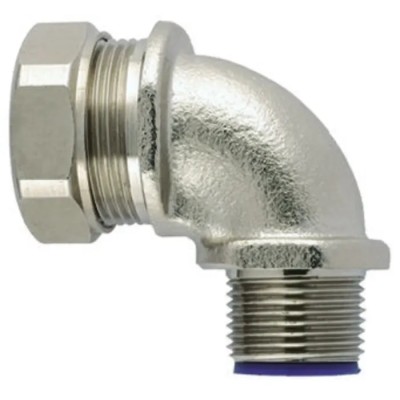 HellermannTyton 45° Elbow Nickel Plated Brass and Polyamide Conduit Fitting 32 mm M32 166-32405 LTS32-90FMC-M32-NPB/PA6-ML