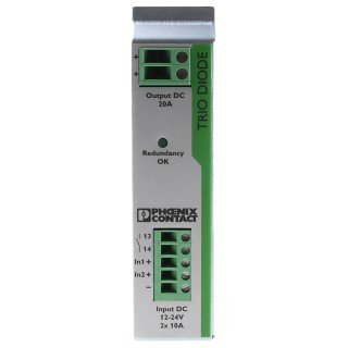 Phoenix Contact Redundancy Module, Diode Accessory, 12-24 V DC, 20 A Output, TRIO-DIODE/12-24DC/2X10/1X20 Series 2866514