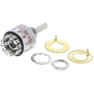C & K M Series 6 Position DPST Rotary Switch 250mA, Zinc Alloy Housing, Panel Mount MH00L1NZQD