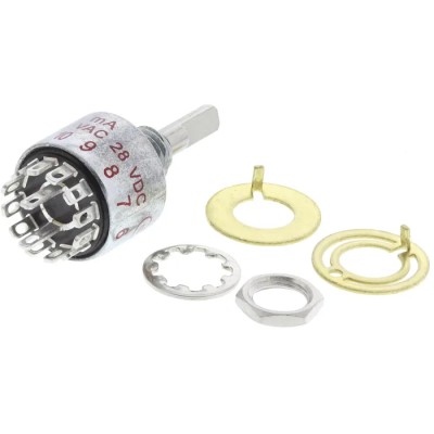 C & K M Series 6 Position DPST Rotary Switch 250mA, Zinc Alloy Housing, Panel Mount MH00L1NZQD