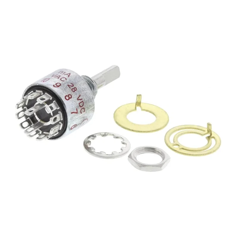 C & K M Series 6 Position DPST Rotary Switch 250mA, Zinc Alloy Housing, Panel Mount MH00L1NZQD