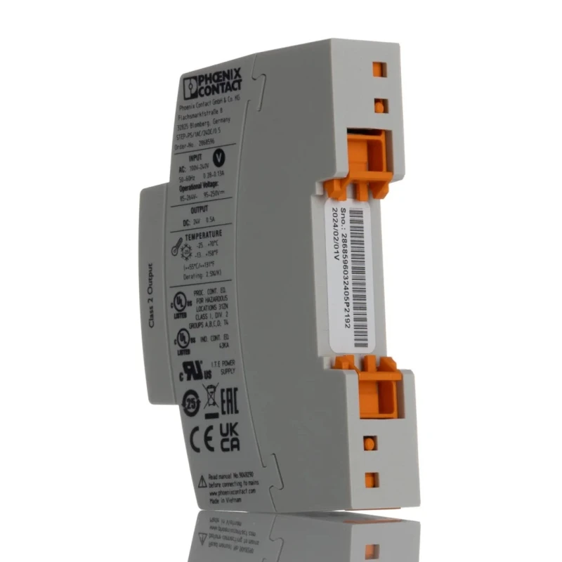 Phoenix Contact STEP POWER Switched Mode DIN Rail Power Supply 264V AC Input 24V DC, 500 mA Output, 12W 2868596