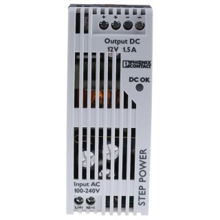 Phoenix Contact STEP POWER Switched Mode DIN Rail Power Supply 264V AC Input 12V DC 1.5A 18W 2868554