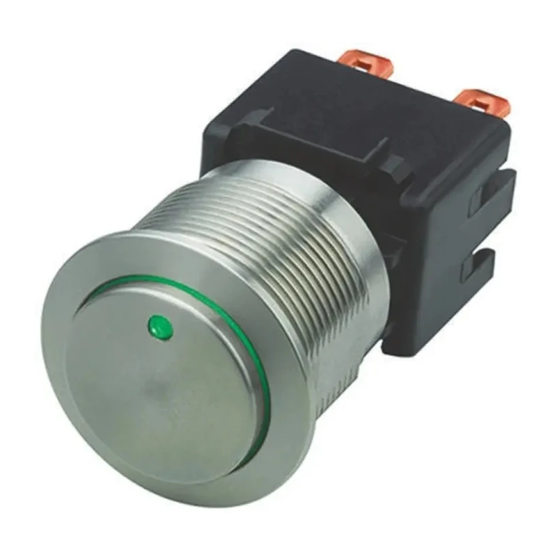 Schurter MSM LA 19 Series Illuminated Push Button Switch, Latching, Panel Mount, 22 mm Cutout, DPDT, Green 1241.6833.1122000