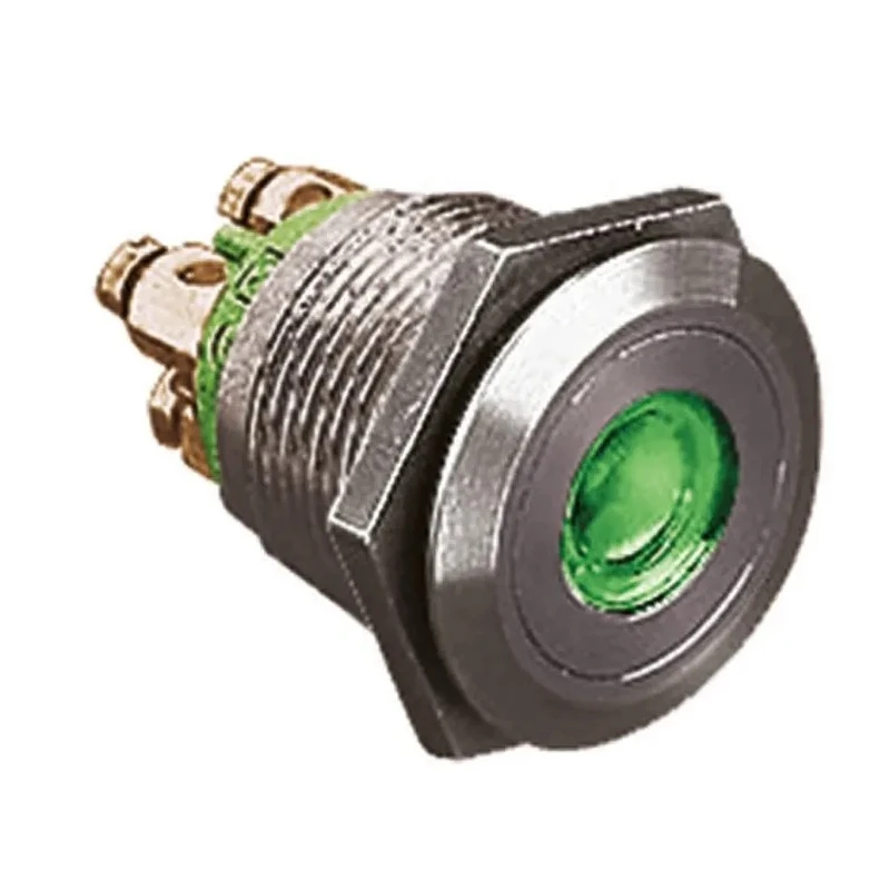 Bulgin Stainless Steel Vandal Resistant Illuminated Momentary Push Button Switch Panel Mount 19.2 mm Cutout SPST MPI001