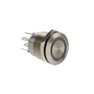 Bulgin Illuminated Push Button Switch Panel Mount 19.2 mm Cutout SPST Blue LED IP66 24 V dc MPI002