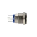 Bulgin Illuminated Momentary Push Button Switch Panel Mount 19.2 mm Cutout SPST Blue LED IP66 24 V dc MPI002