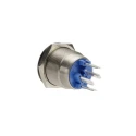 Bulgin Illuminated Push Button Switch Panel Mount 19.2 mm Cutout SPST Blue LED IP66 24 V dc MPI002