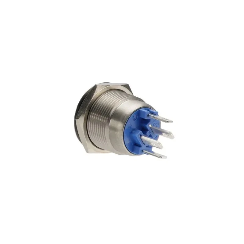 Bulgin Illuminated Push Button Switch Panel Mount 19.2 mm Cutout SPST Blue LED IP66 24 V dc MPI002