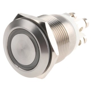Bulgin Stainless Steel Vandal Resistant Illuminated Momentary Push Button Switch, Panel Mount, 19.2 mm Cutout, SPST MPI002