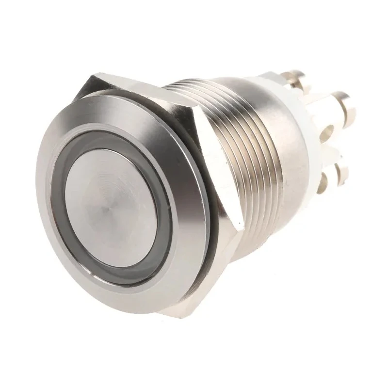 Bulgin Stainless Steel Vandal Resistant Illuminated Momentary Push Button Switch, Panel Mount, 19.2 mm Cutout, SPST MPI002