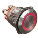 Bulgin Stainless Steel Illuminated Momentary Push Button Switch Panel Mount 19.2 mm Cutout SPST Blue Red LED IP66 24 V MPI002