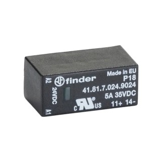 Finder 41 Series Solid State Relay, 5 A Load Current, PCB Mount, 24 V DC Load, 32 V DC Control 41.81.7.024.9024