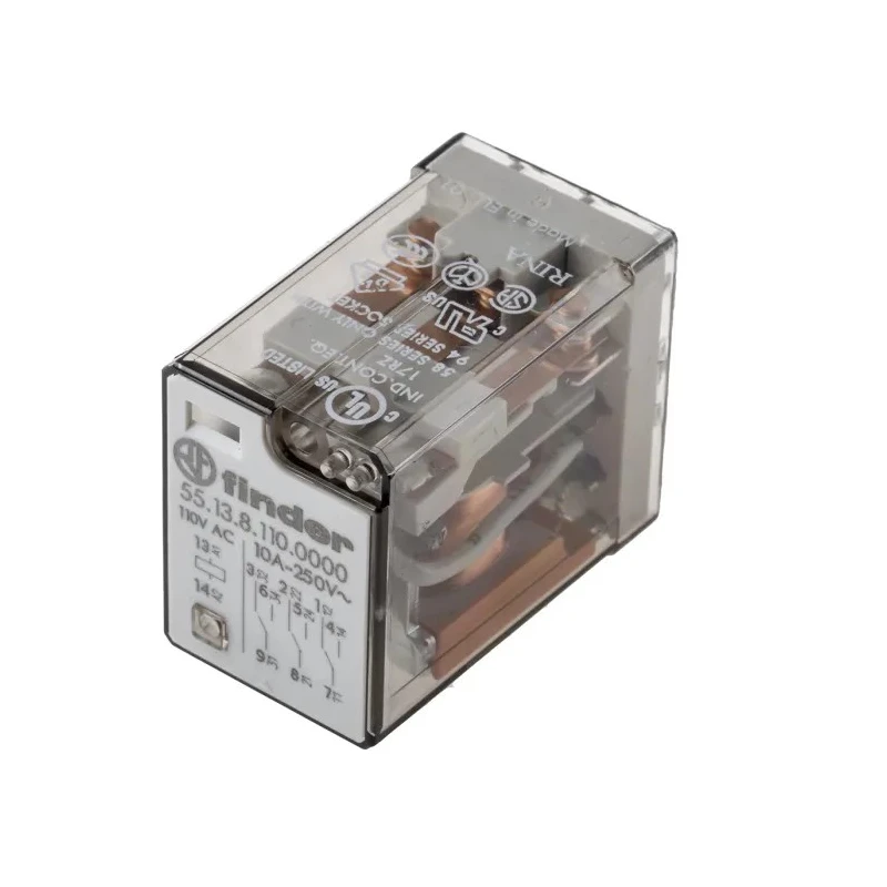 Finder 3PDT PCB Power Relay 110V AC Coil Voltage 10A Switching Current 55.13.8.110.0000