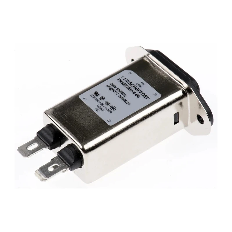 Schaffner 250V AC 6A Panel Mount IEC Filter Male Faston FN9222EU-6-06