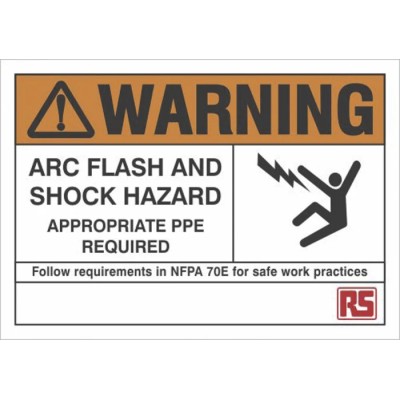 RS PRO Polystyrene Vinyl Arc Flash Hazard Warning Sign Caution Sign 89mm x 127mm 161-5875