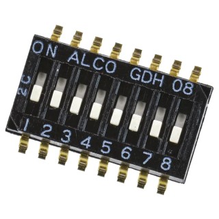 TE Connectivity Slide Rotary Coded DIP Switch with 100mΩ Contact Resistance and 100 MΩ Insulation Resistance GDH08S04