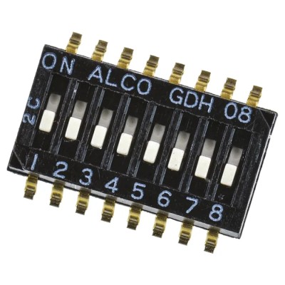 TE Connectivity Slide Rotary Coded DIP Switch with 100mΩ Contact Resistance and 100 MΩ Insulation Resistance GDH08S04