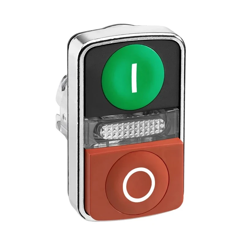 Schneider Electric Harmony XB4 Series Red and Green Spring Return Push Button Head 22 mm Cutout IP66 IP69K ZB4BW7L3741