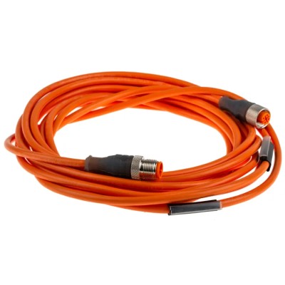 Lumberg Automation Male 4 Way M12 to Female 4 Way M12 Sensor Actuator Cable 5m Length Orange PVC Jacket RSTRKT4-07/5