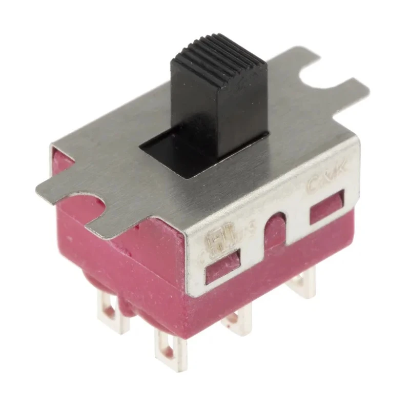 C & K Panel Slide Switch DPDT Latching 6A Nylon 1201M1S3ZQE2