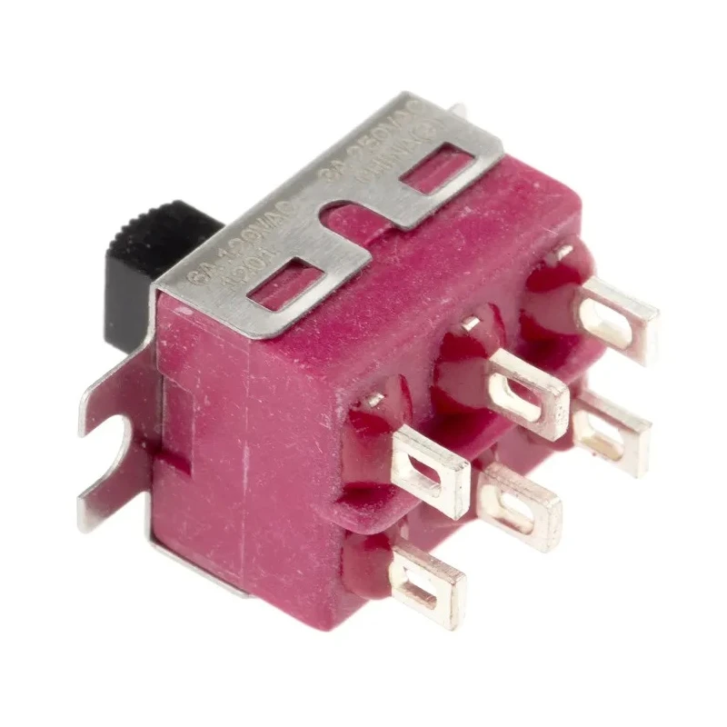 C & K Panel Slide Switch DPDT Latching 6A Nylon 1201M1S3ZQE2