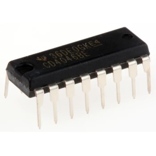 Texas Instruments Clock Synthesiser 1 Output 16-Pin PDIP 3-18V Operating Voltage CD4046BE