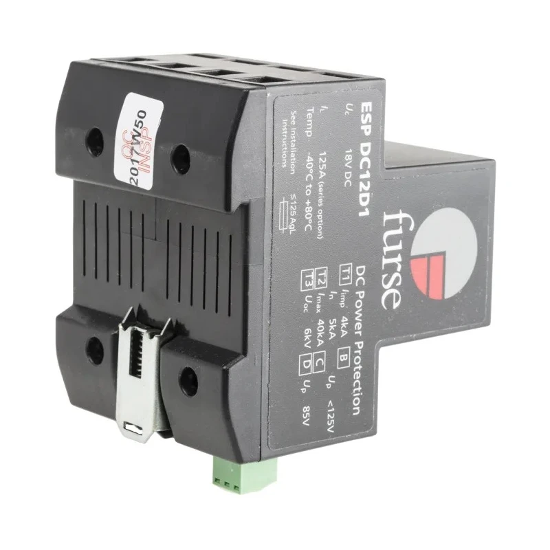 WJ Furse Surge Protection Device 15V DC Maximum Voltage Rating 100 kA Maximum Surge Current DIN Rail Mounting ESP-DCD1 DCD1