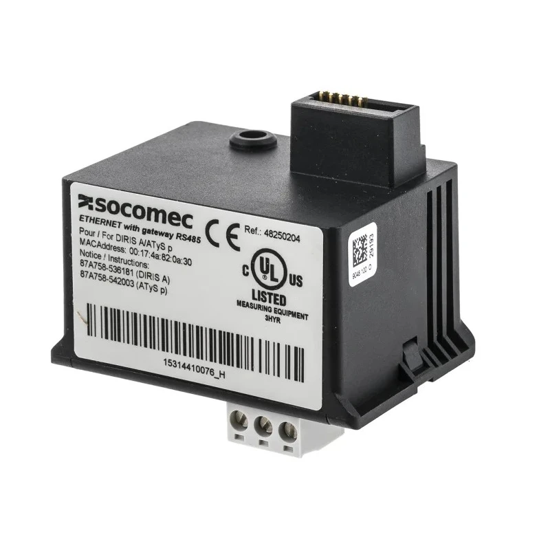 Socomec Communication Module Ethernet for use with DIRIS A40, DIRIS A60, DIRIS A41 4825 0204