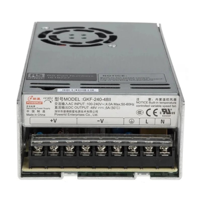 RS PRO Switching Power Supply 48V DC 240W 85-264V AC Chassis Mount 5A Output 161-8227