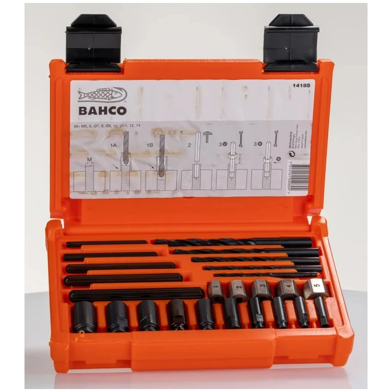 Bahco 25 Piece Plastic Vanadium Screw Extractor Set 1418s