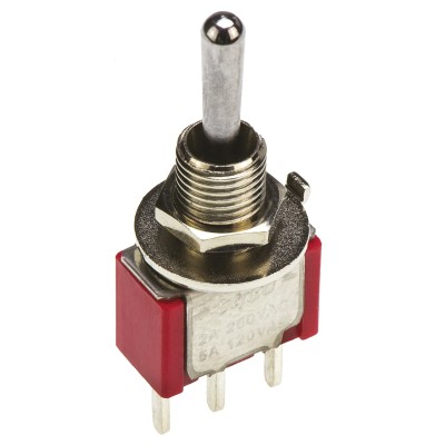 TE Connectivity Gemini A Series Toggle Switch PCB Mount On-Off-On SPDT Through Hole Terminal 28 V dc 115 V ac 5-1825137-1