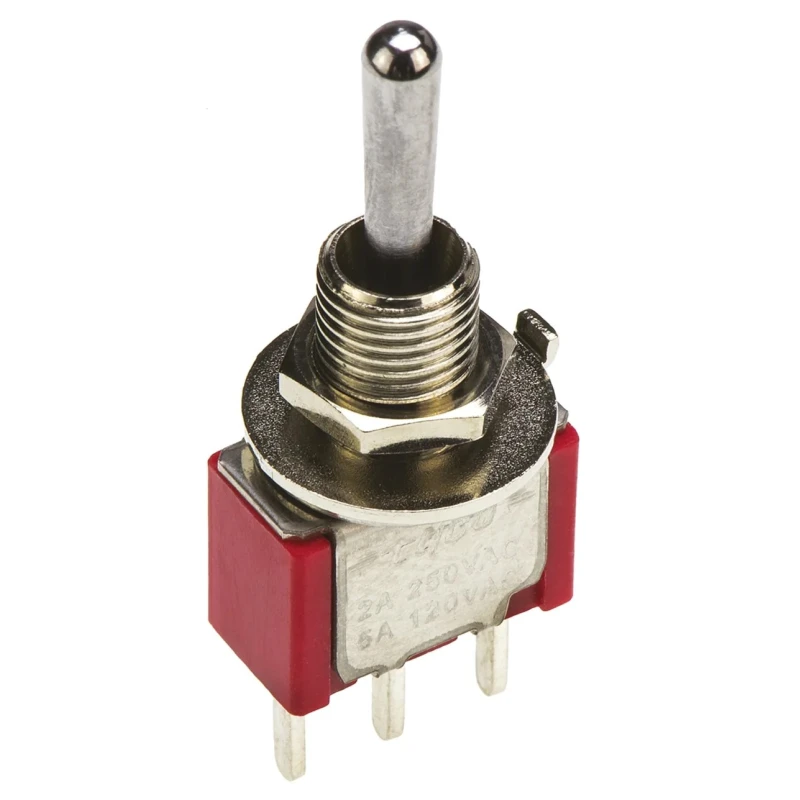 TE Connectivity Gemini A Series Toggle Switch PCB Mount On-Off-On SPDT Through Hole Terminal 28 V dc 115 V ac 5-1825137-1