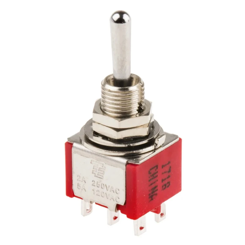 TE Connectivity Panel Mount Toggle Switch On-On-On DP3T Solder Terminal 24 V DC 120 V AC 3-1825139-9