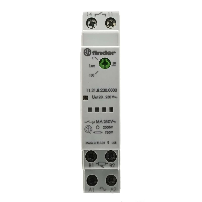 Finder Timer Light Switch 230V AC, 1 Channel, SPNO Contact, Adjustable Sensitivity 1-100 Lux 11.31.8.230.0000