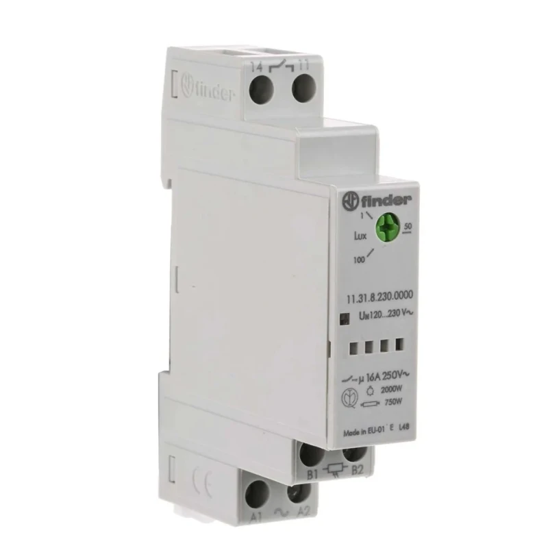 Finder Timer Light Switch 230V AC, 1 Channel, SPNO Contact, Adjustable Sensitivity 1-100 Lux 11.31.8.230.0000