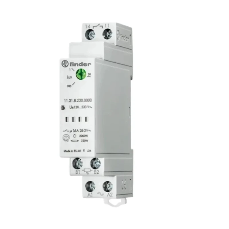 Finder Timer Light Switch 230V AC, 1 Channel, SPNO Contact, Adjustable Sensitivity 1-100 Lux 11.31.8.230.0000