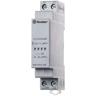 Finder Solid State Relay, 5 A Load, DIN Rail Mount, 265 V ac Load, 240V ac Control 77.01.8.230.8051