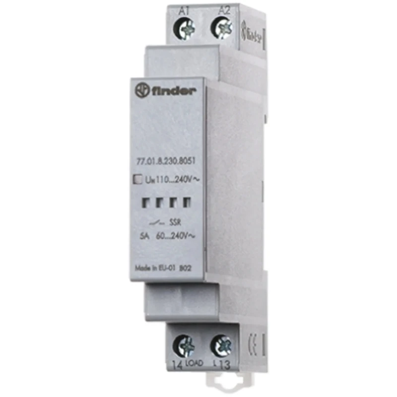 Finder Solid State Relay, 5 A Load, DIN Rail Mount, 265 V ac Load, 240V ac Control 77.01.8.230.8051