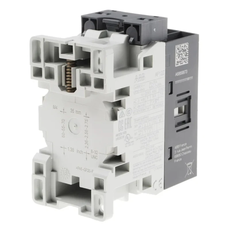 ABB AF12 Contactor, 60V DC Coil, 3-Pole, 9 A Contact Current, 5.5 kW Power Rating, 690V AC, Motor Control AF12