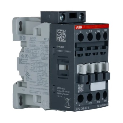 ABB Contactor, 3-Pole, 9 A, 5.5 kW Power Rating, 500V dc Coil, DIN Rail Mount AF12