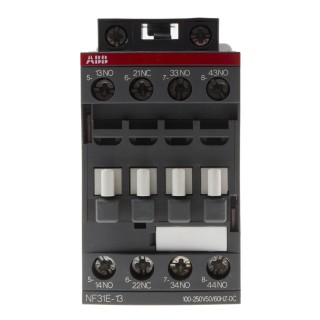 ABB NF Contactor Relay, 230V AC/DC Coil, 4-Pole, 6 A, 1500 kW, 250V Control Voltage, 3 NO/1 NC 1SBH137001R1331 NF31E-13