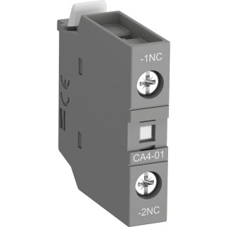 ABB Auxiliary Contact, 1 Contact, 1 NC, Front Mount, Screw Terminal, 6A Contact Current, Rated Insulation Voltage CA4-01-T