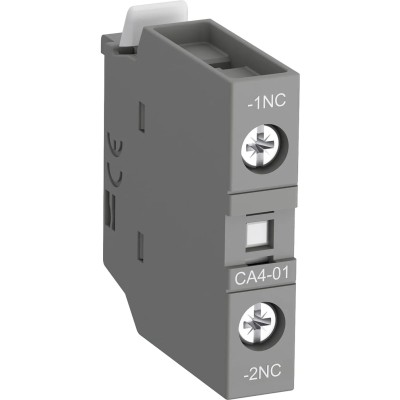 ABB Auxiliary Contact, 1 Contact, 1 NC, Front Mount, Screw Terminal, 6A Contact Current, Rated Insulation Voltage CA4-01-T
