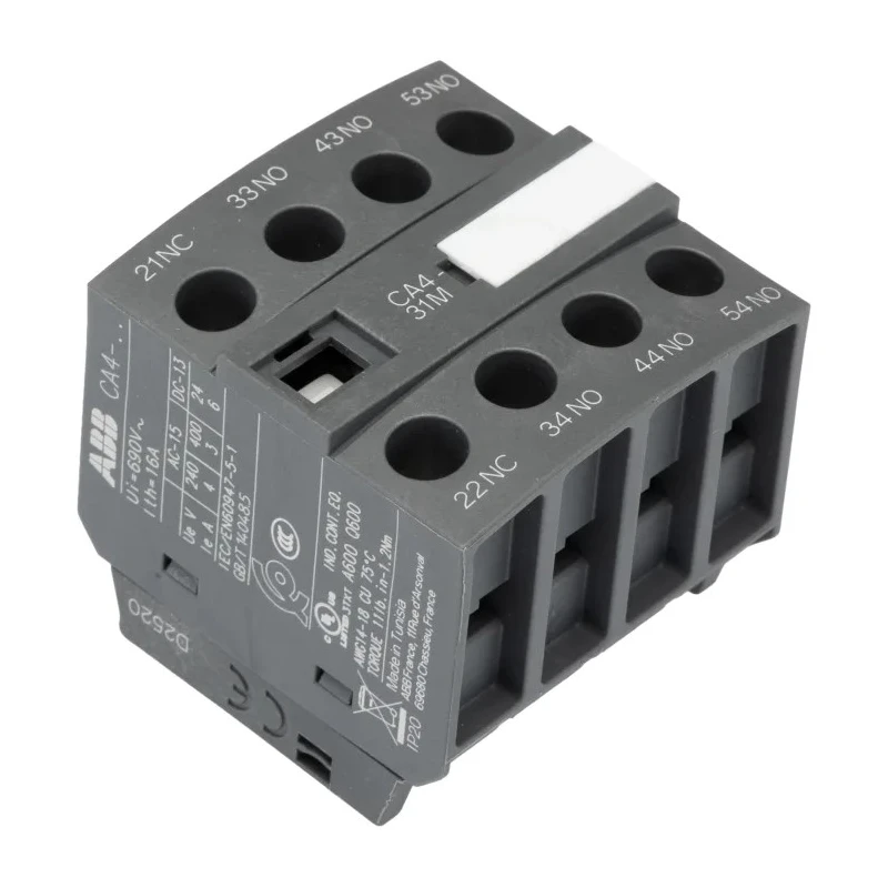 ABB Auxiliary Contact 4 Contact 3 NO/1 NC Front Mount Screw Terminal 6 A 600 V dc 690 V ac CA4-31M